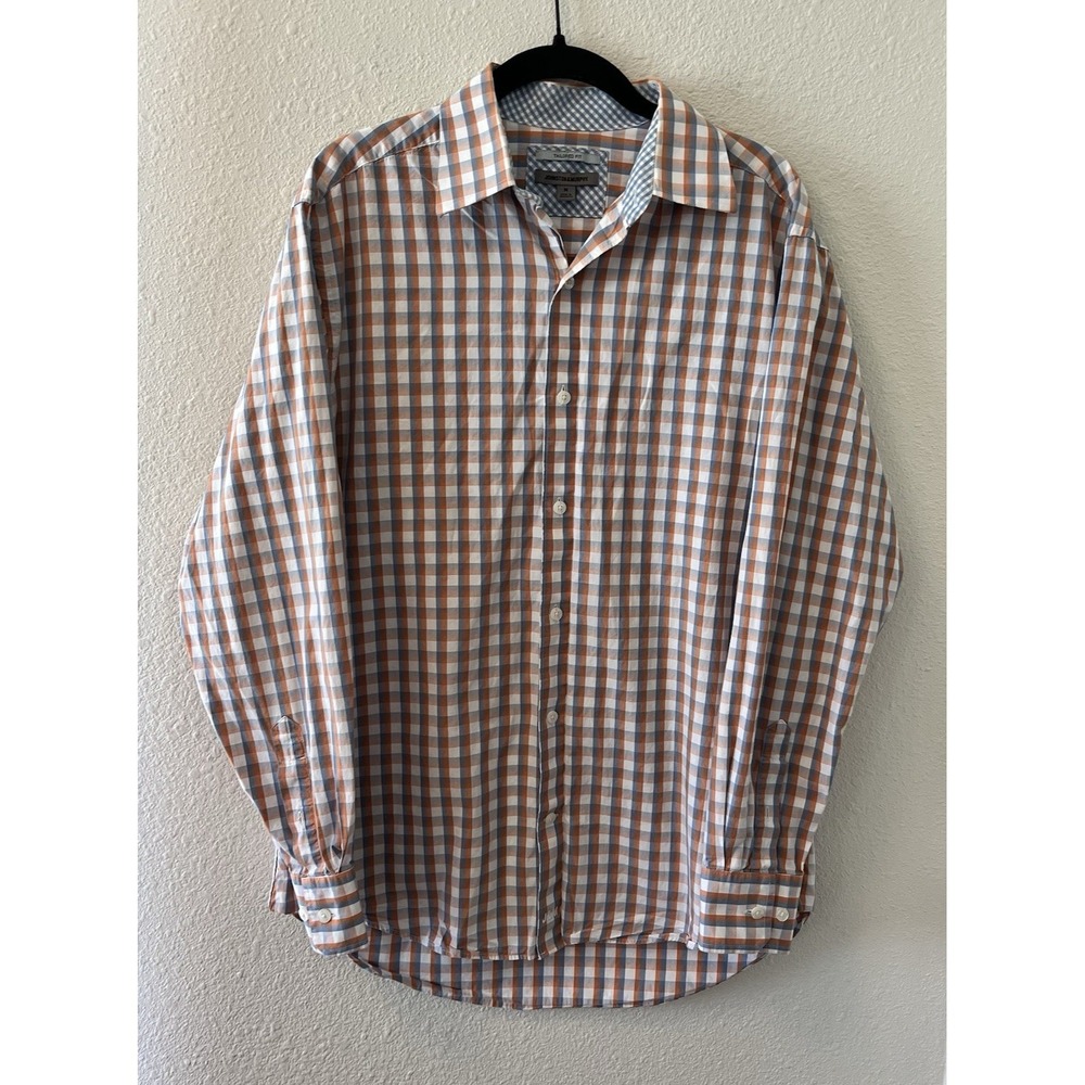 Johnston & Murphy Mens Button Up Shirt Size Medium Tailored Fit Cotton Check